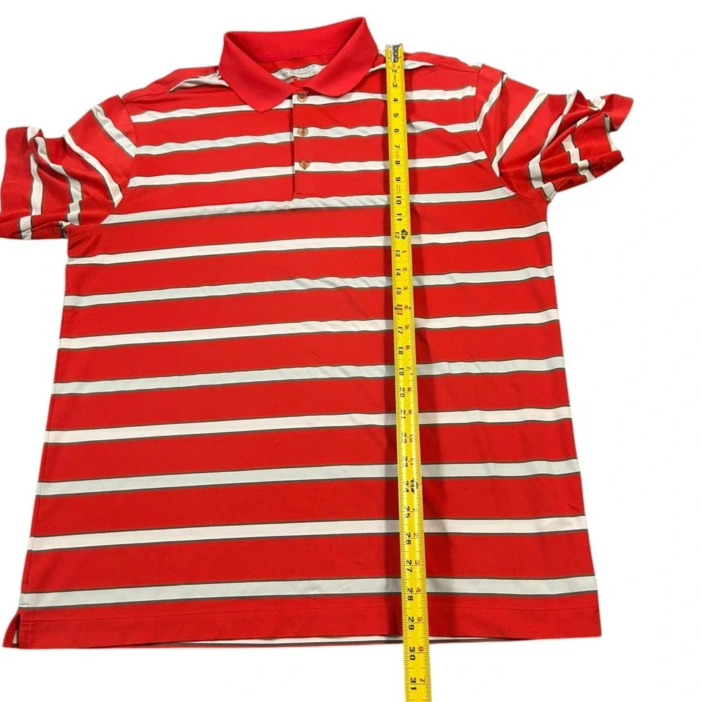 Nike Golf Polo Shirt Large Red Striped Tour Performance Short‎ Sleeve
